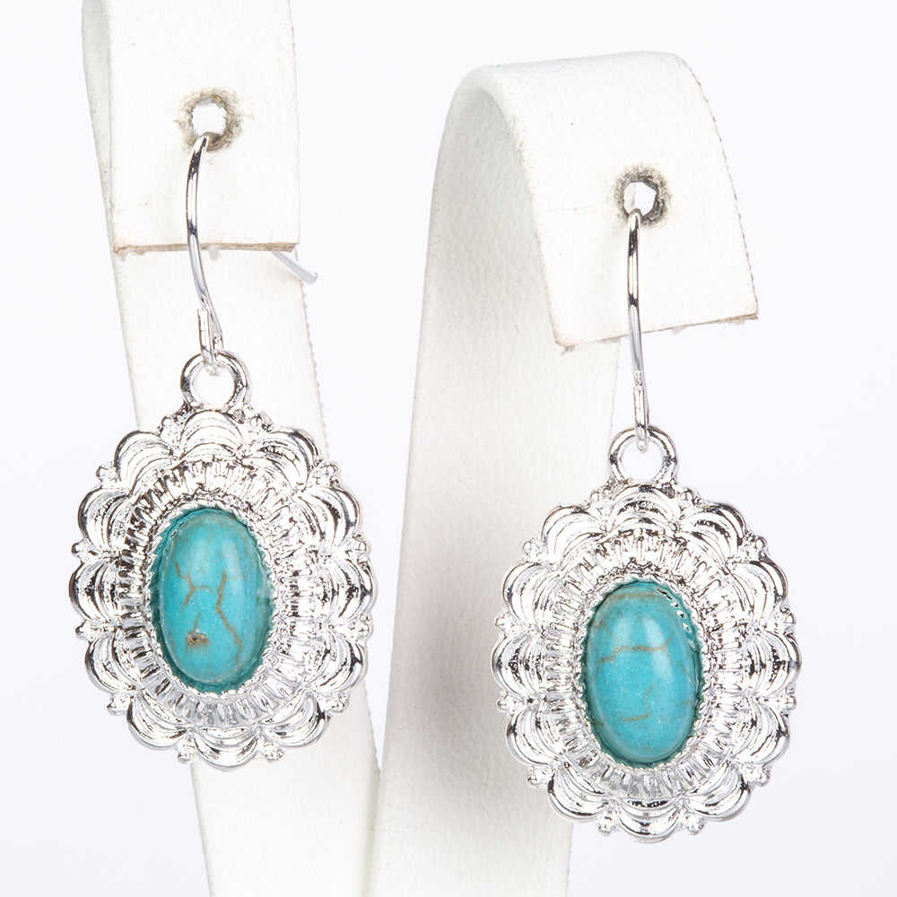 Pozlacená slitina - Sada s Tyrkysem - Karátové číslo: 67.75. přibližná hmotnost: 28 gramů ( Náhrdelník+Náušnice )