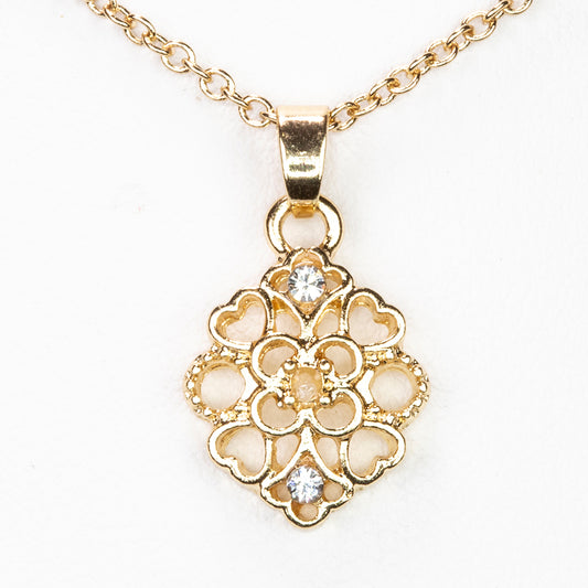 Pozlacený Slitinový Náhrdelník s Bílým Diamantem a Bílým Emporia® Křišťálem ( Náhrdelník+Přívěsek )