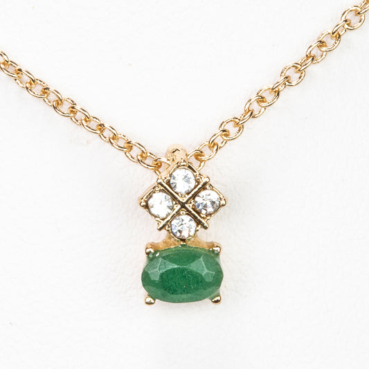 Pozlacený Slitinový Náhrdelník se Smaragdem a Bílým Emporia® Křišťálem ( Náhrdelník+Přívěsek )