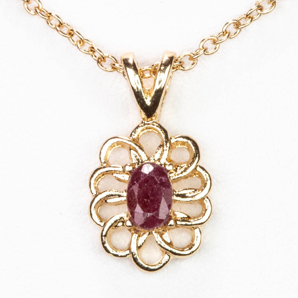 Pozlacený Slitinový Náhrdelník s Rubínem a Bílým Emporia® Křišťálem ( Náhrdelník+Přívěsek ) 1 