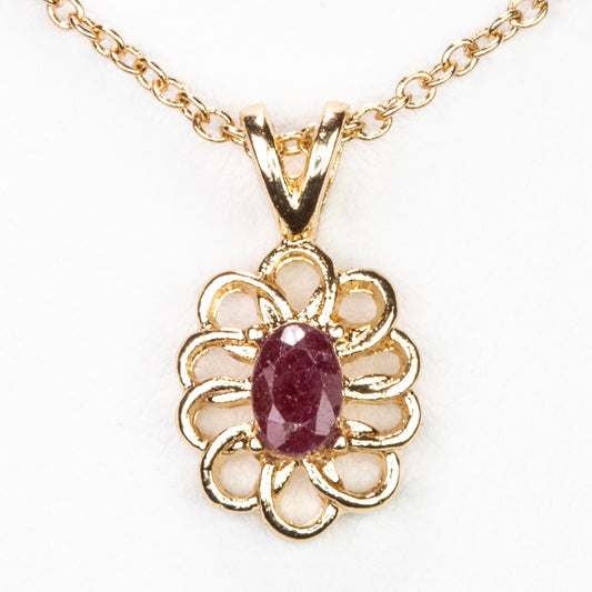 Pozlacený Slitinový Náhrdelník s Rubínem a Bílým Emporia® Křišťálem ( Náhrdelník+Přívěsek )