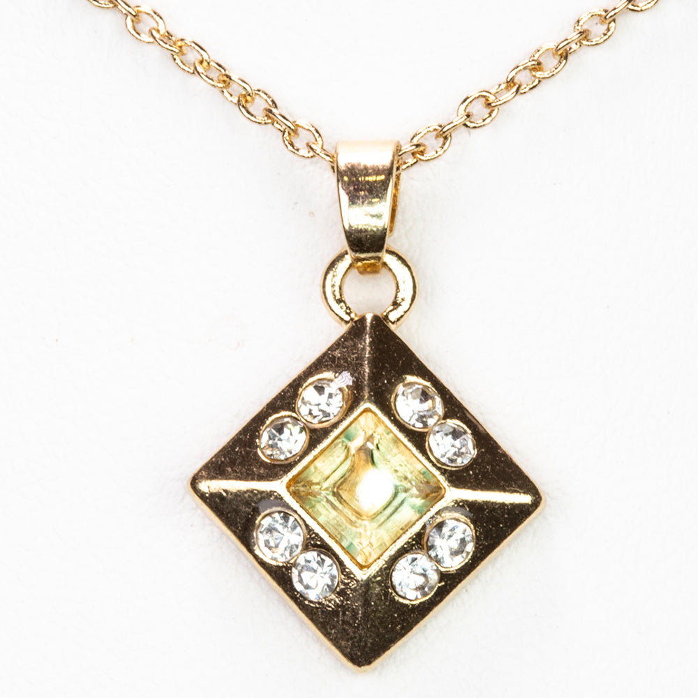 Pozlacený Slitinový Náhrdelník s Citrínem a Bílým Emporia® Křišťálem ( Náhrdelník+Přívěsek ) 1 