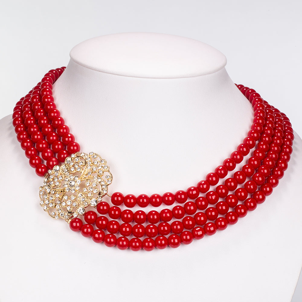 Pozlacená slitina - Sada s Bílým Emporia® Křišťálem - Karátové číslo: 977.3. přibližná hmotnost: 210 gramů ( Náhrdelník+Náramek )