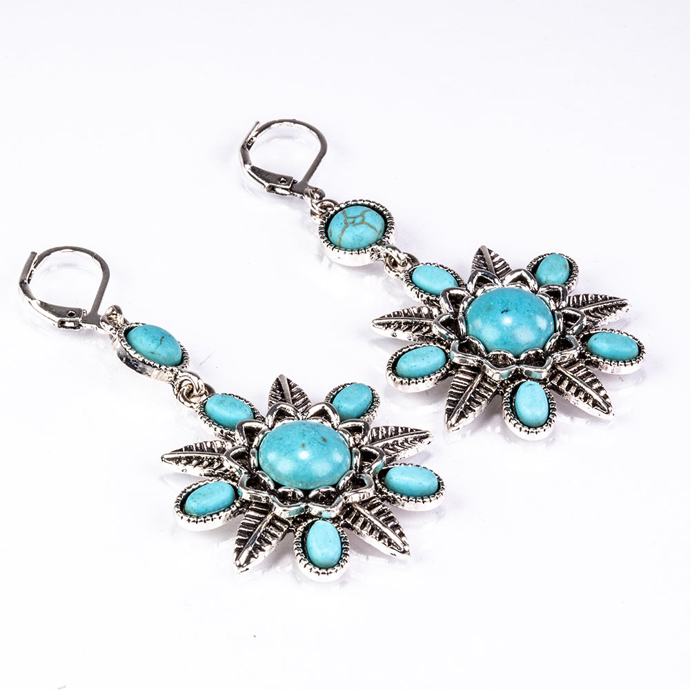 Pozlacená slitina - Sada s Tyrkysem - Karátové číslo: 215.32. přibližná hmotnost: 17 gramů ( Náhrdelník+Náušnice ) 2 