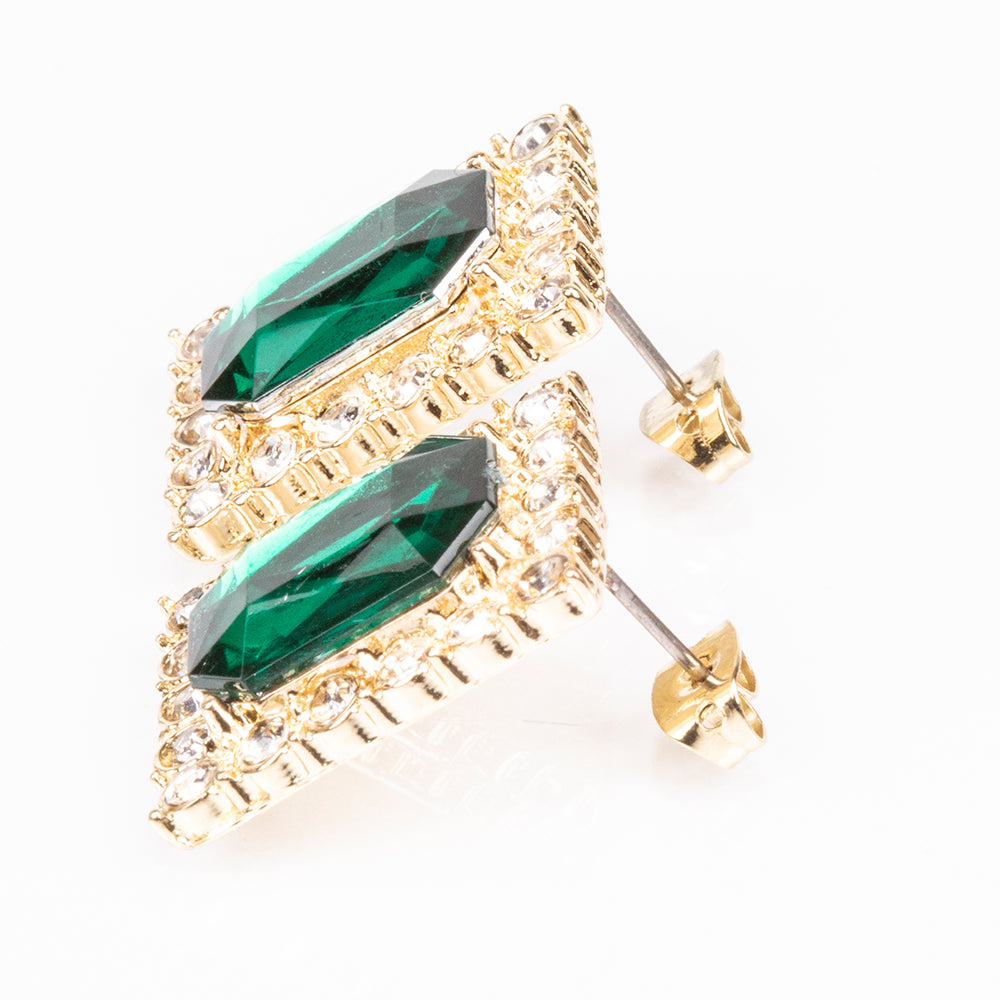 Pozlacená slitina - Hodinky se Zeleným Emporia® Křišťálem a Bílým Emporia® Křišťálem - Karátové číslo: 12. přibližná hmotnost: 57 gramů ( Náhrdelník+Náušnice+Přívěsek ) 10 