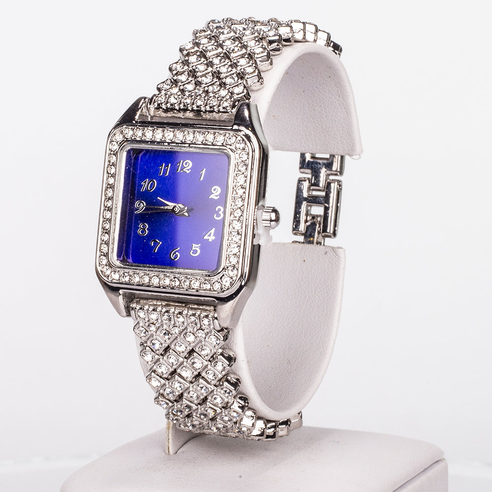 Pozlacená slitina - Hodinky s Modrým Emporia® Křišťálem a Bílým Emporia® Křišťálem - Karátové číslo: 12. přibližná hmotnost: 57 gramů ( Náhrdelník+Náušnice+Přívěsek ) 2 