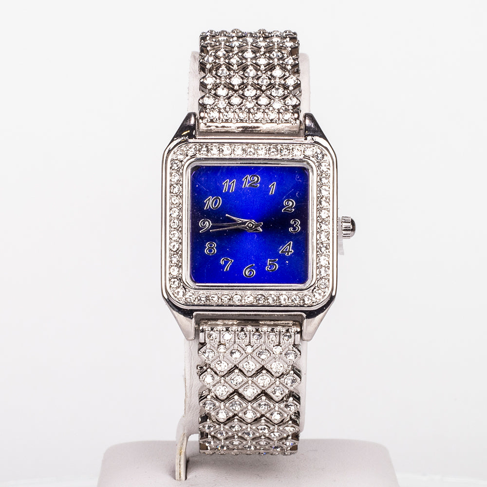 Pozlacená slitina - Hodinky s Modrým Emporia® Křišťálem a Bílým Emporia® Křišťálem - Karátové číslo: 12. přibližná hmotnost: 57 gramů ( Náhrdelník+Náušnice+Přívěsek ) 6 