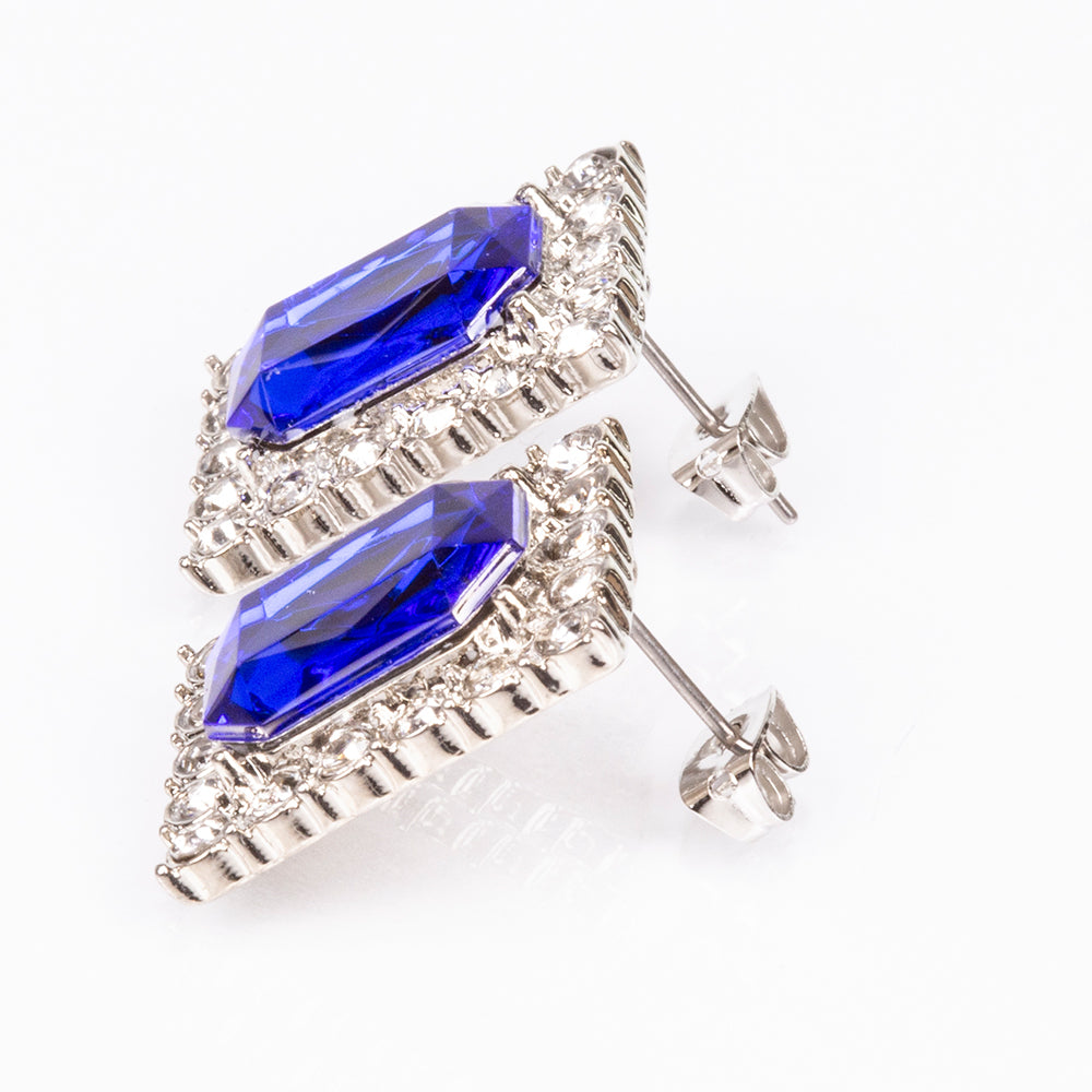 Pozlacená slitina - Hodinky s Modrým Emporia® Křišťálem a Bílým Emporia® Křišťálem - Karátové číslo: 12. přibližná hmotnost: 57 gramů ( Náhrdelník+Náušnice+Přívěsek ) 11 