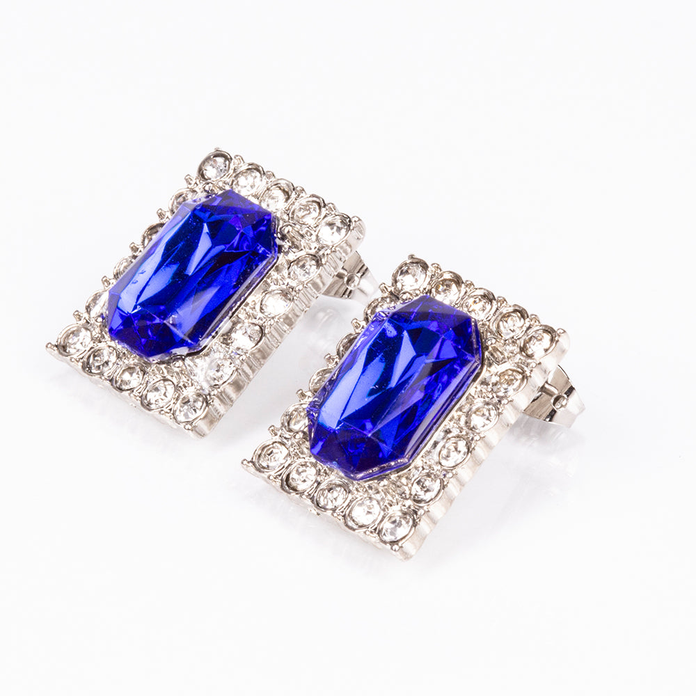 Pozlacená slitina - Hodinky s Modrým Emporia® Křišťálem a Bílým Emporia® Křišťálem - Karátové číslo: 12. přibližná hmotnost: 57 gramů ( Náhrdelník+Náušnice+Přívěsek ) 12 