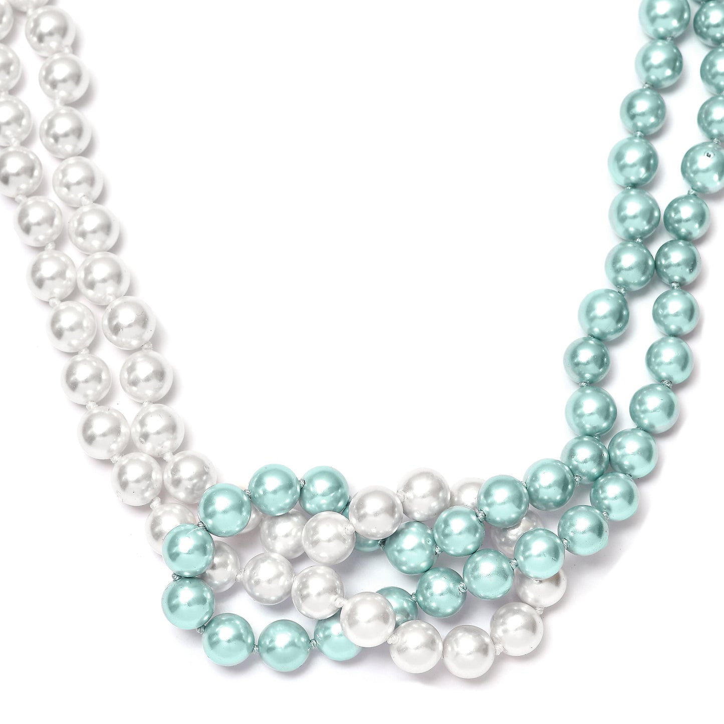 Stříbro 925/1000 - Náhrdelník s Bílou Sladkovodní Perlou a se Zelenou Perlou - Karátové číslo: 473.28. přibližná hmotnost: 95.86 gramů