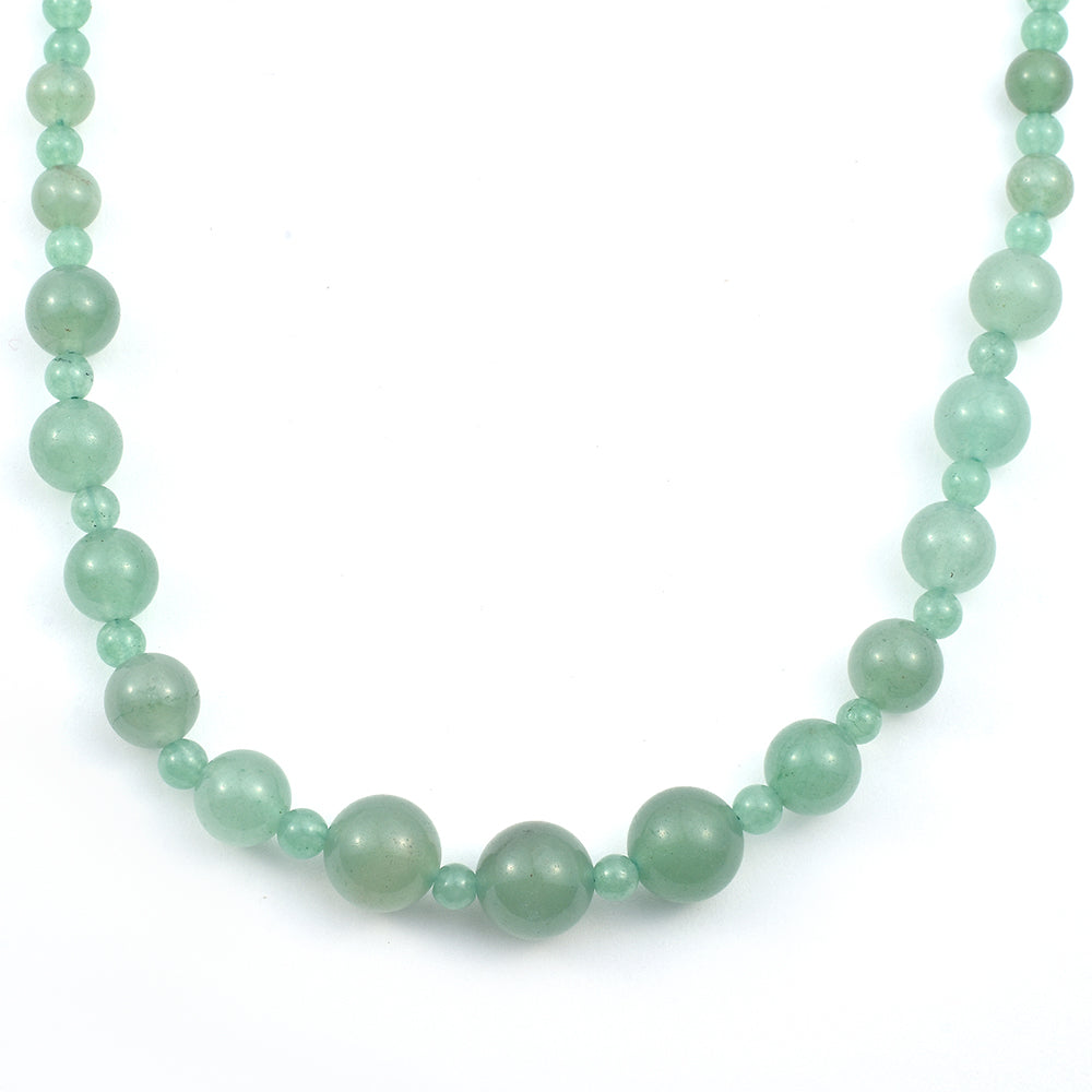 Stříbro 925/1000 - Náhrdelník se Zeleným Aventurínem - Karátové číslo: 108. přibližná hmotnost: 22.42 gramů