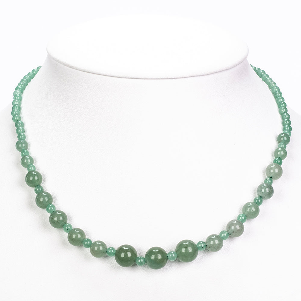 Stříbro 925/1000 - Náhrdelník se Zeleným Aventurínem - Karátové číslo: 108. přibližná hmotnost: 22.42 gramů 1 