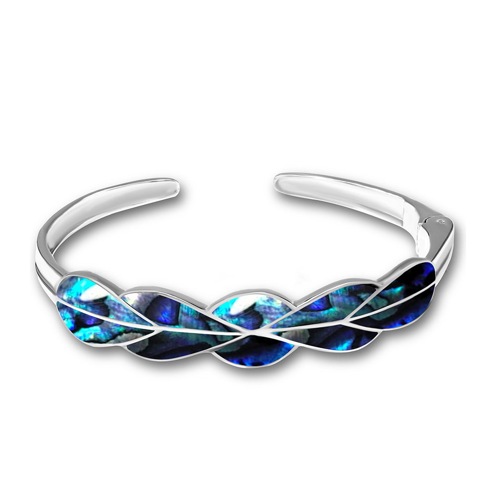 Stříbro 925/1000 - Náramek s Mušlí Abalone - Karátové číslo: 11.5. přibližná hmotnost: 23.1 gramů 1 
