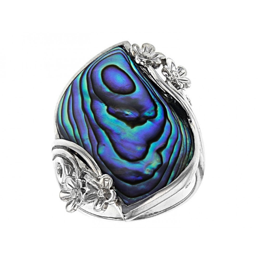 Stříbro 925/1000 - Prsten s Mušlí Abalone - Karátové číslo: 1.25. přibližná hmotnost: 4.9 gramů 1 