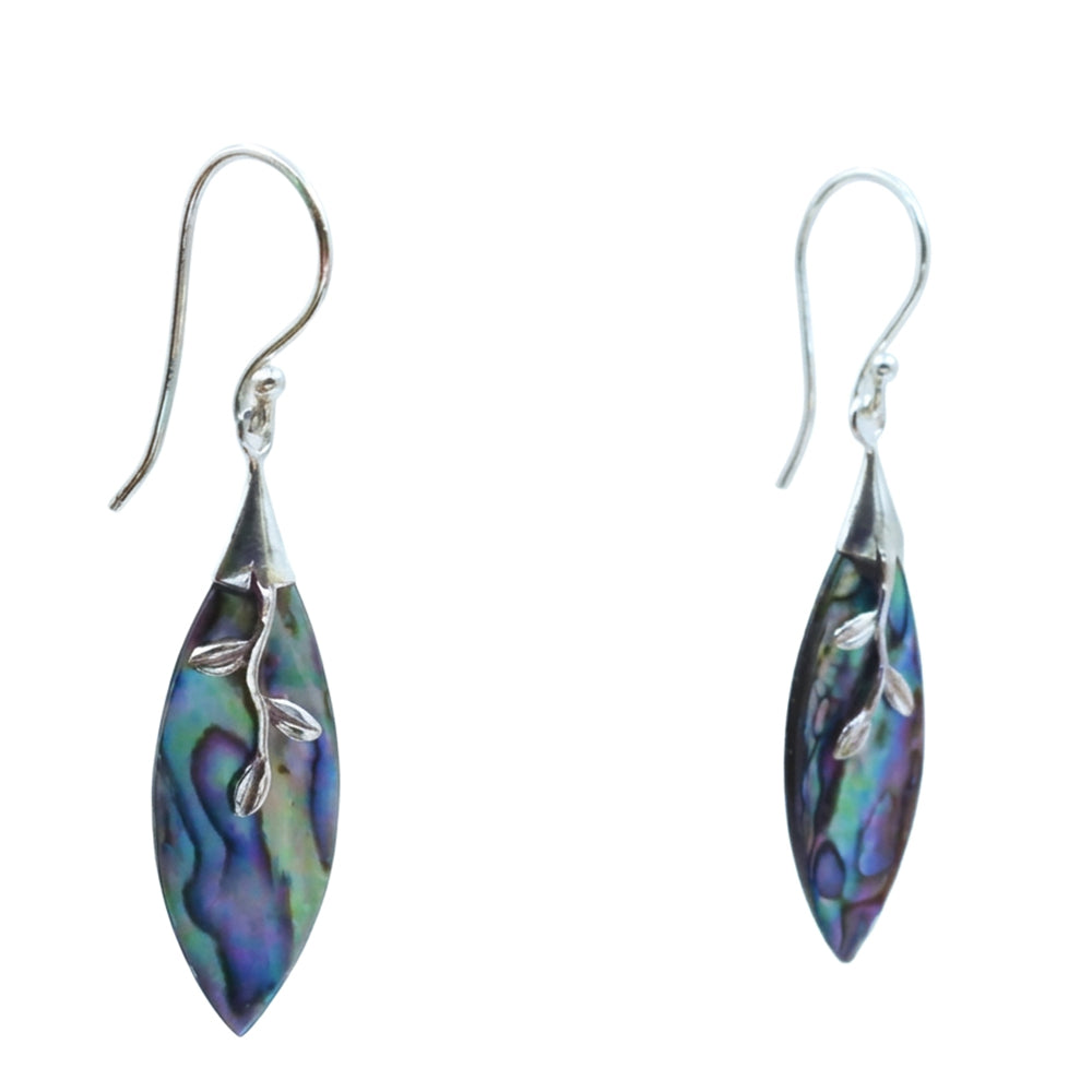Stříbro 925/1000 - Náušnice s Mušlí Abalone - Karátové číslo: 1.15. přibližná hmotnost: 1.3 gramů