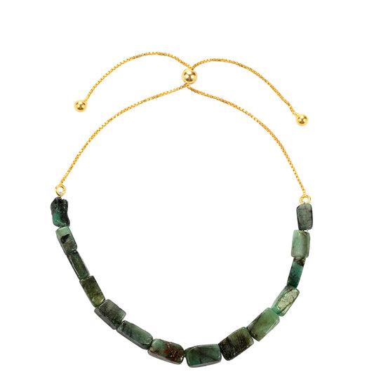 Pozlacený Stříbrný Náramek s Brazilským Smaragdem