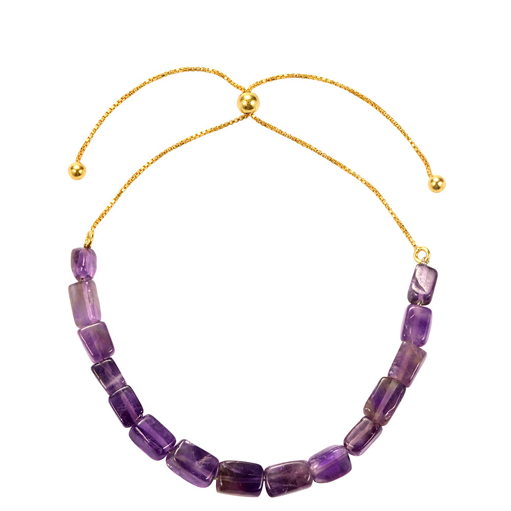 Pozlacené Stříbro 925/1000 - Náramek s Brazilským Ametystem - Karátové číslo: 21.41. přibližná hmotnost: 5.03 gramů