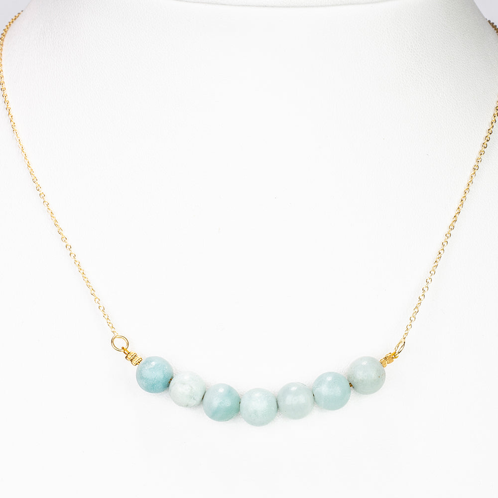 Pozlacené Stříbro 925/1000 - Náhrdelník s Amazonitem - Karátové číslo: 29.7. přibližná hmotnost: 7.78 gramů
