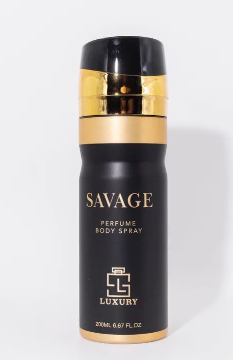 Perfume Body Spray SAVAGE 200 ML (TOP: GRAPEFRUIT, PINK PEPPER, LEMON, MANDARIN; MIDDLE: ELEMI, LAVENDER, GERANIUM, MAGNOLIA; BASE: PATCHOULI, MUSK, LEATHER, TONKA, WOODY, AMBER) 1 