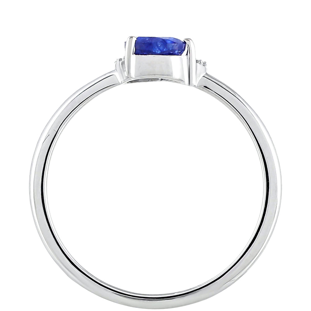 Stříbrný Prsten s Modrým Safírem a Bílým Topazem
