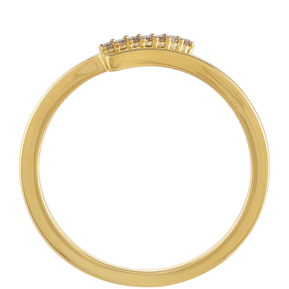 Pozlacené Stříbro 925/1000 - Prsten s Champagne Diamantem - Karátové číslo: 0.04. přibližná hmotnost: 1.88 gramů 3 