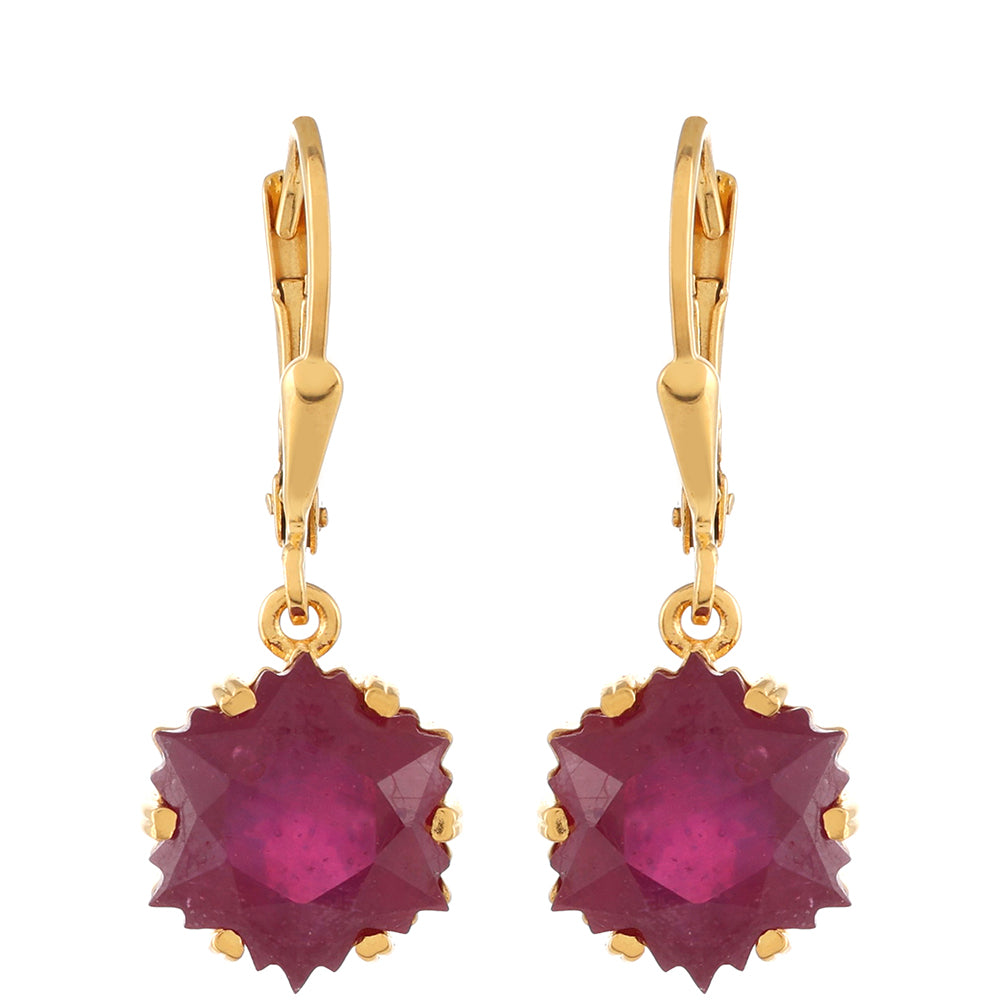 Pozlacené stříbro 925/1000 Náušnice s Thajským Rubínem - Karátové číslo: 9.38. přibližná hmotnost: 3.7 gramů