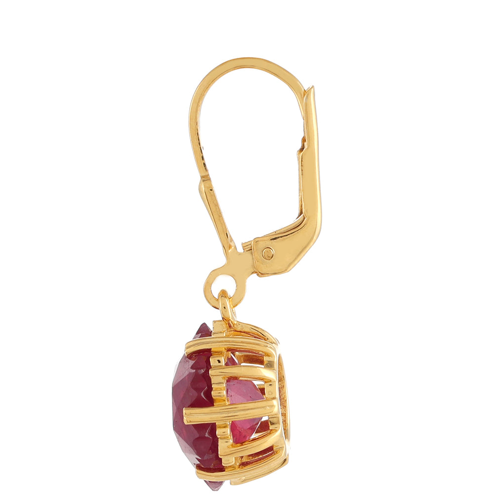 Pozlacené stříbro 925/1000 Náušnice s Thajským Rubínem - Karátové číslo: 9.38. přibližná hmotnost: 3.7 gramů 2 