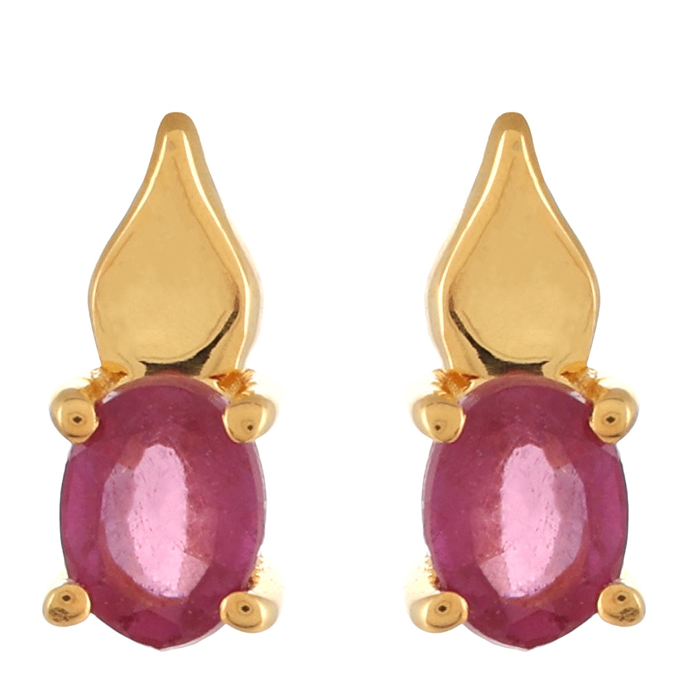 Pozlacené Stříbro 925/1000 - Náušnice s Thajským Rubínem - Karátové číslo: 0.51. přibližná hmotnost: 1.15 gramů 1 