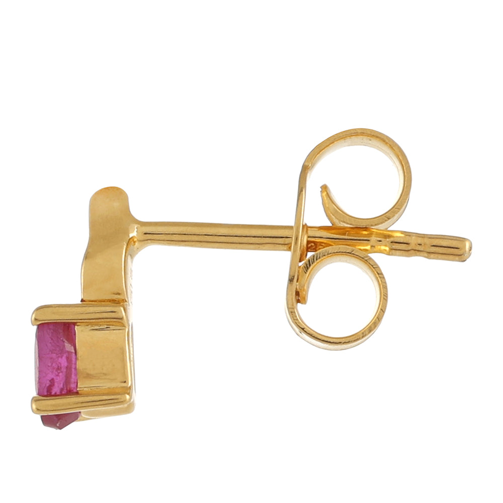 Pozlacené Stříbro 925/1000 - Náušnice s Thajským Rubínem - Karátové číslo: 0.51. přibližná hmotnost: 1.15 gramů 2 