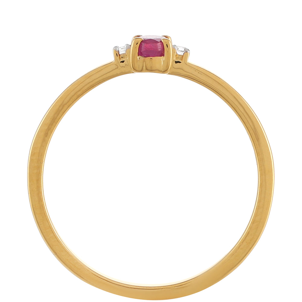 Pozlacené Stříbro 925/1000 - Prsten s Thajským Rubínem a Bílým Topazem - Karátové číslo: 0.37. přibližná hmotnost: 1.48 gramů 4 