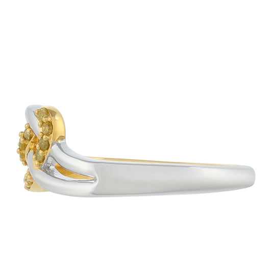 Pozlacený Stříbro 925/1000 - Prsten s Veronský zelený diamantem - Karátové číslo: 0.12. přibližná hmotnost: 2.47 gramů