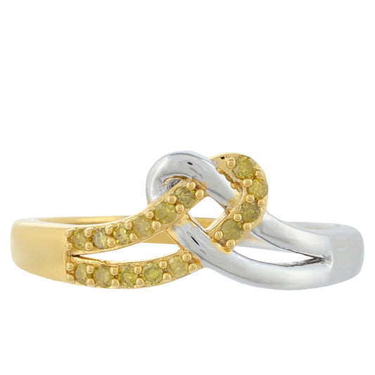 Pozlacený Stříbro 925/1000 - Prsten s Veronský zelený diamantem - Karátové číslo: 0.12. přibližná hmotnost: 2.47 gramů