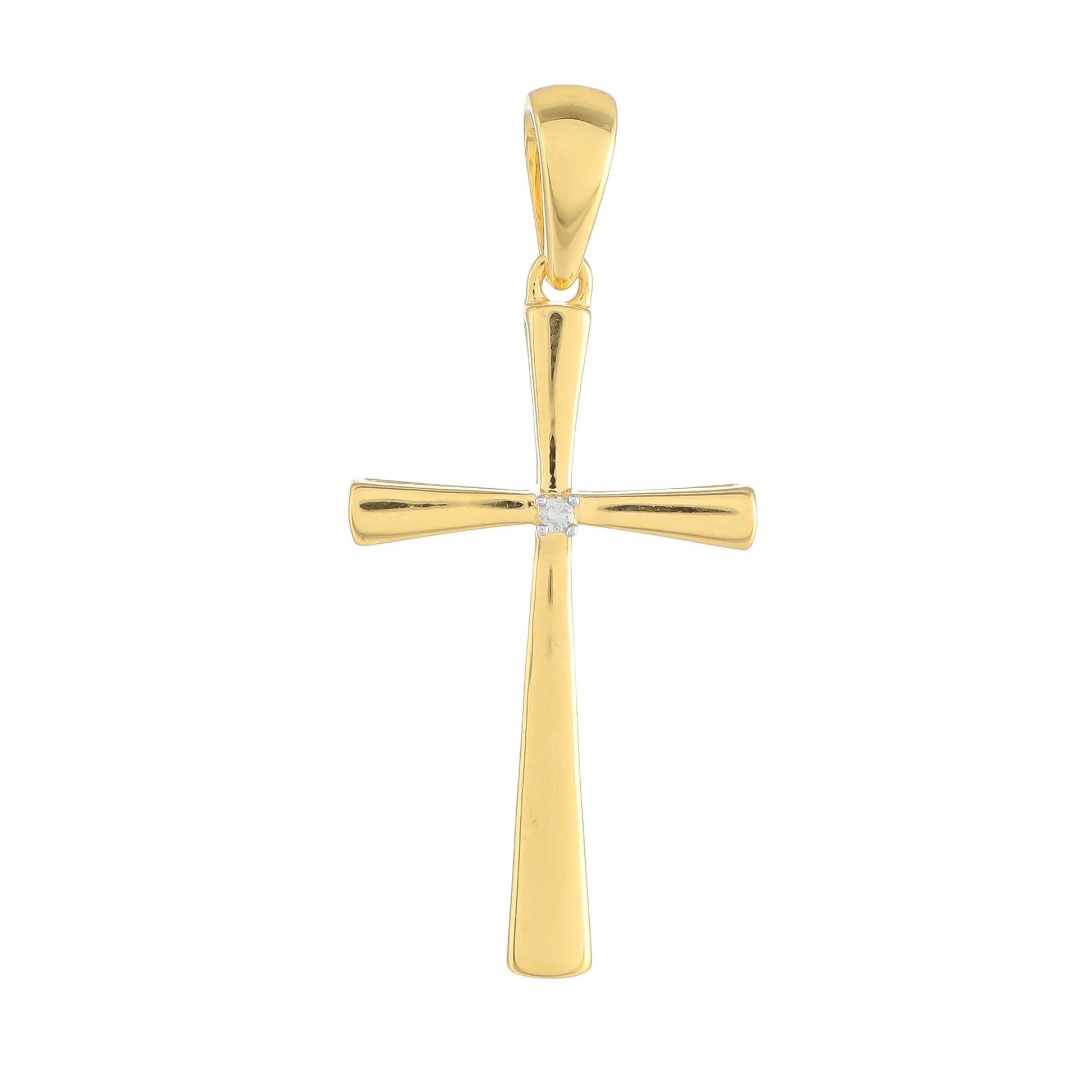 Pozlacené Stříbro 925/1000 - Přívěsek s Bílým Diamantem - Karátové číslo: 0.01. přibližná hmotnost: 1.97 gramů 1 