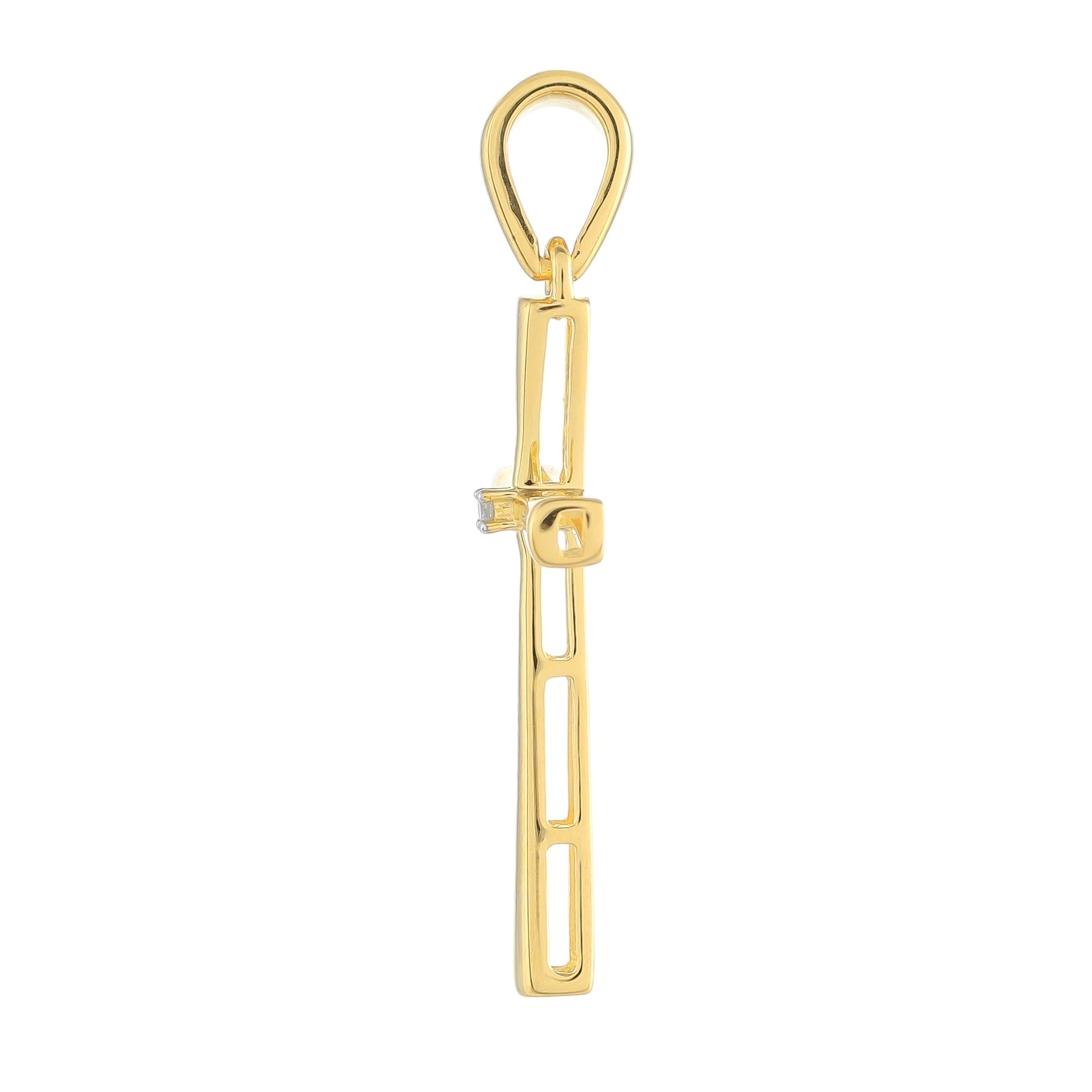 Pozlacené Stříbro 925/1000 - Přívěsek s Bílým Diamantem - Karátové číslo: 0.01. přibližná hmotnost: 1.97 gramů 2 