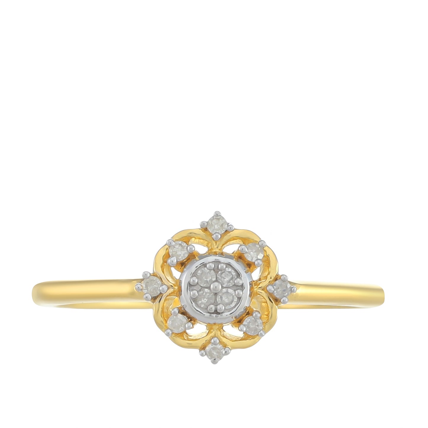 Pozlacené Stříbro 925/1000 - Prsten s Bílým Diamantem - Karátové číslo: 0.06. přibližná hmotnost: 1.31 gramů