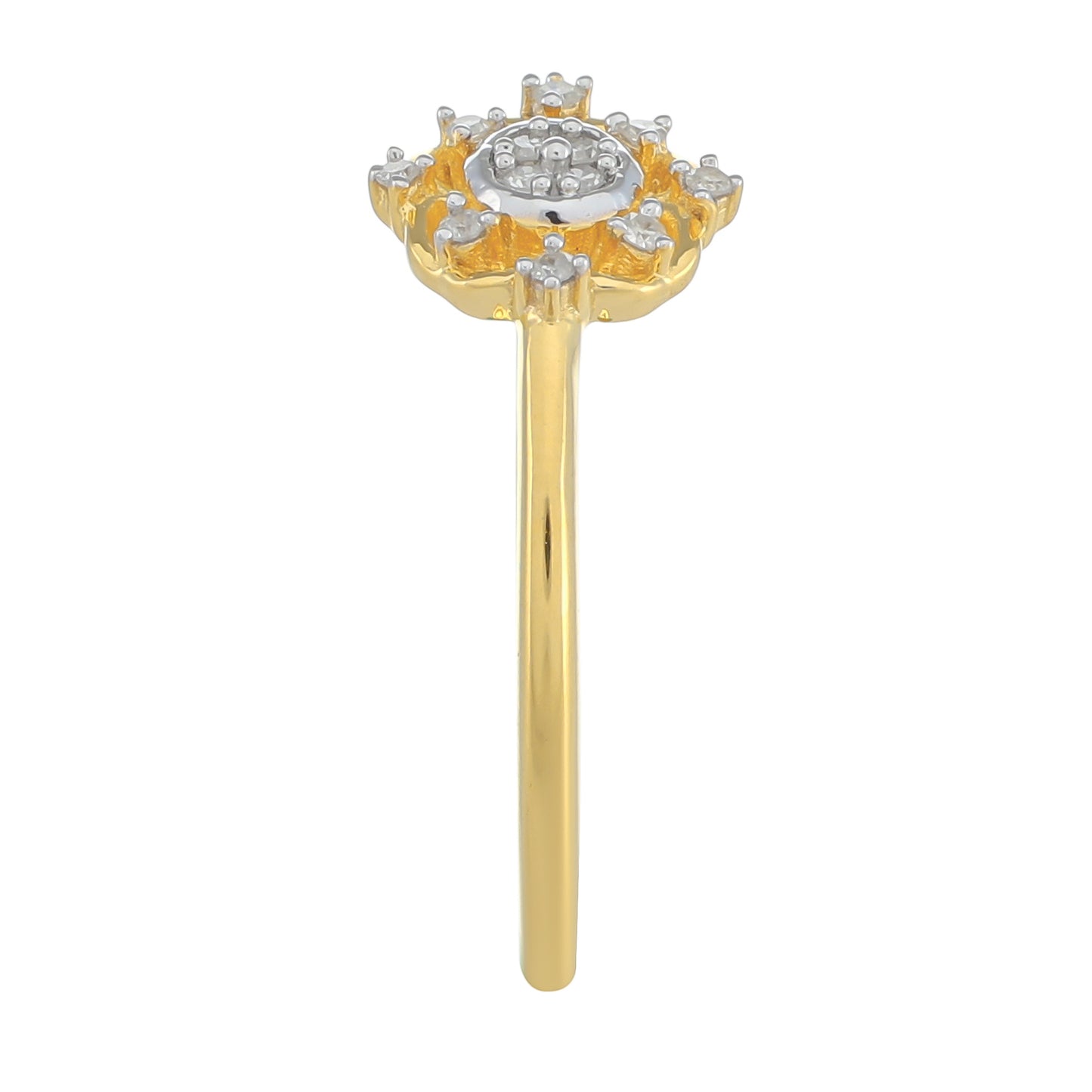 Pozlacené Stříbro 925/1000 - Prsten s Bílým Diamantem - Karátové číslo: 0.06. přibližná hmotnost: 1.31 gramů