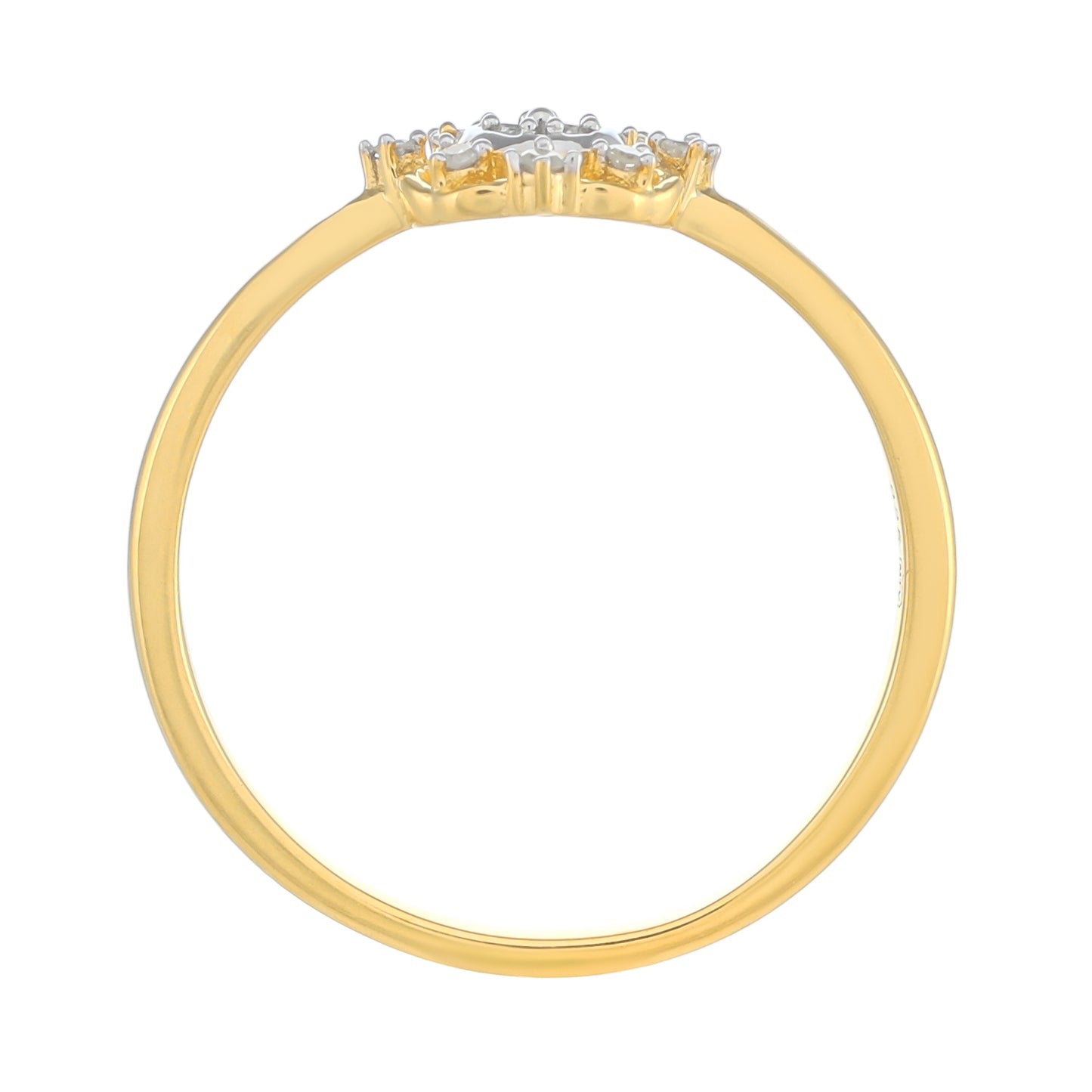 Pozlacené Stříbro 925/1000 - Prsten s Bílým Diamantem - Karátové číslo: 0.06. přibližná hmotnost: 1.31 gramů