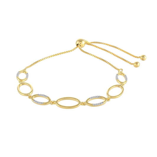 Pozlacené Stříbro 925/1000 - Náramek s Bílým Diamantem - Karátové číslo: 0.14. přibližná hmotnost: 4.52 gramů