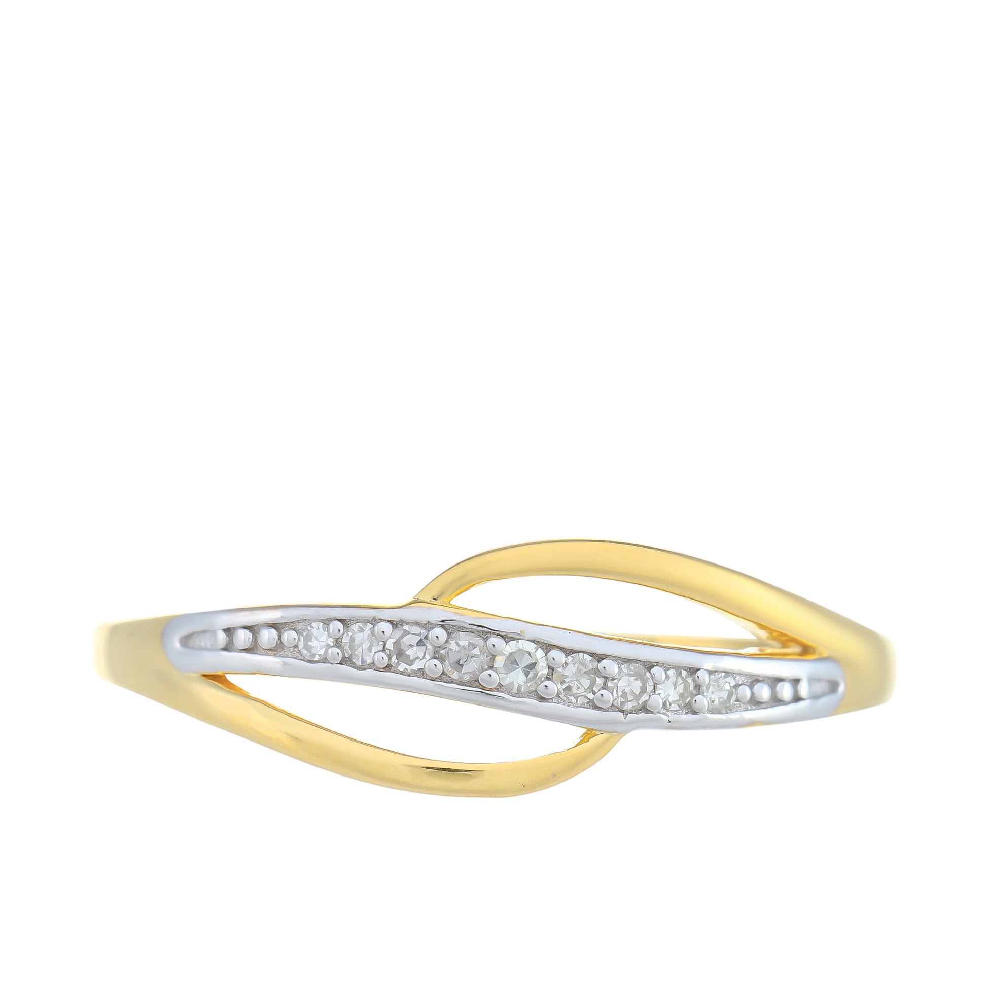 Pozlacené Stříbro 925/1000 - Prsten s Bílým Diamantem - Karátové číslo: 0.06. přibližná hmotnost: 2.02 gramů 1 