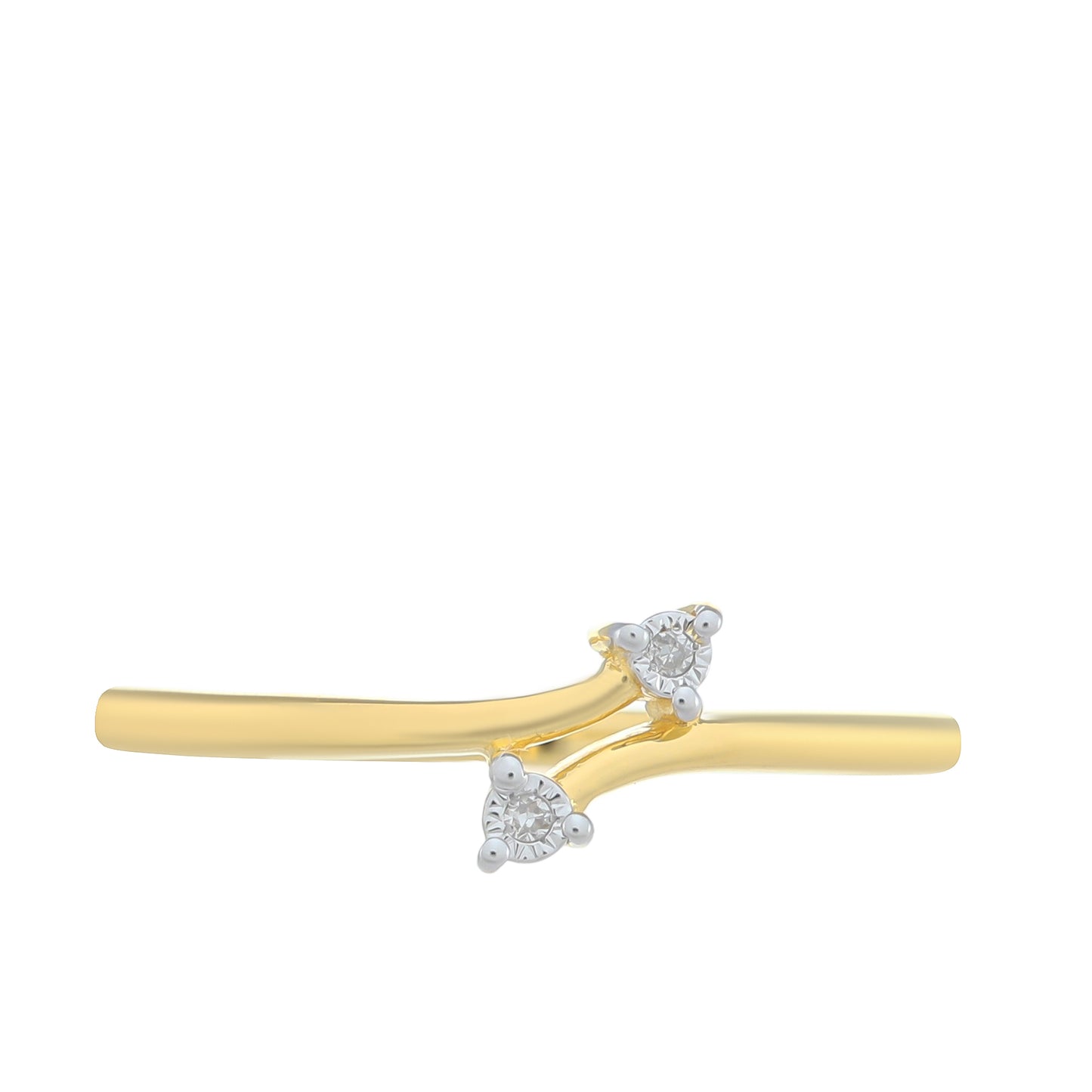 Pozlacené Stříbro 925/1000 - Prsten s Bílým Diamantem - Karátové číslo: 0.01. přibližná hmotnost: 1.38 gramů