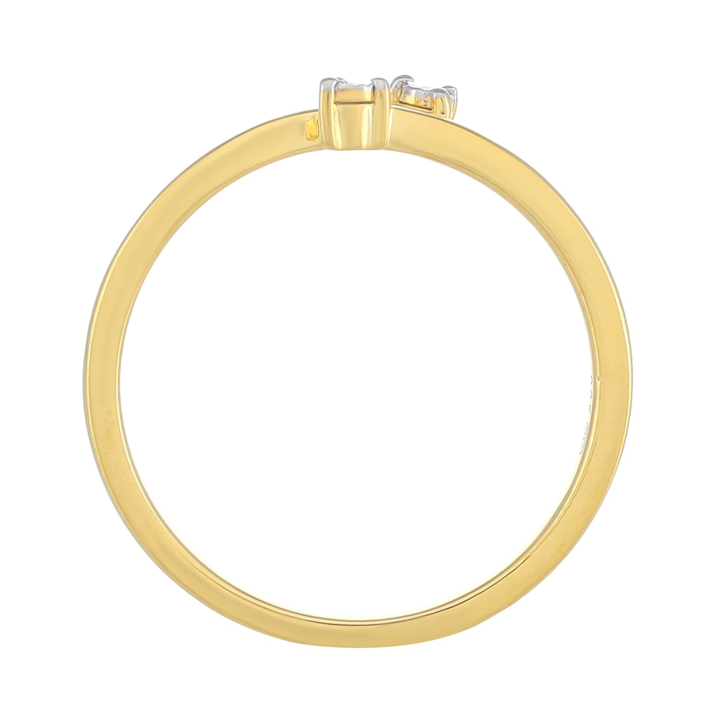 Pozlacené Stříbro 925/1000 - Prsten s Bílým Diamantem - Karátové číslo: 0.01. přibližná hmotnost: 1.38 gramů