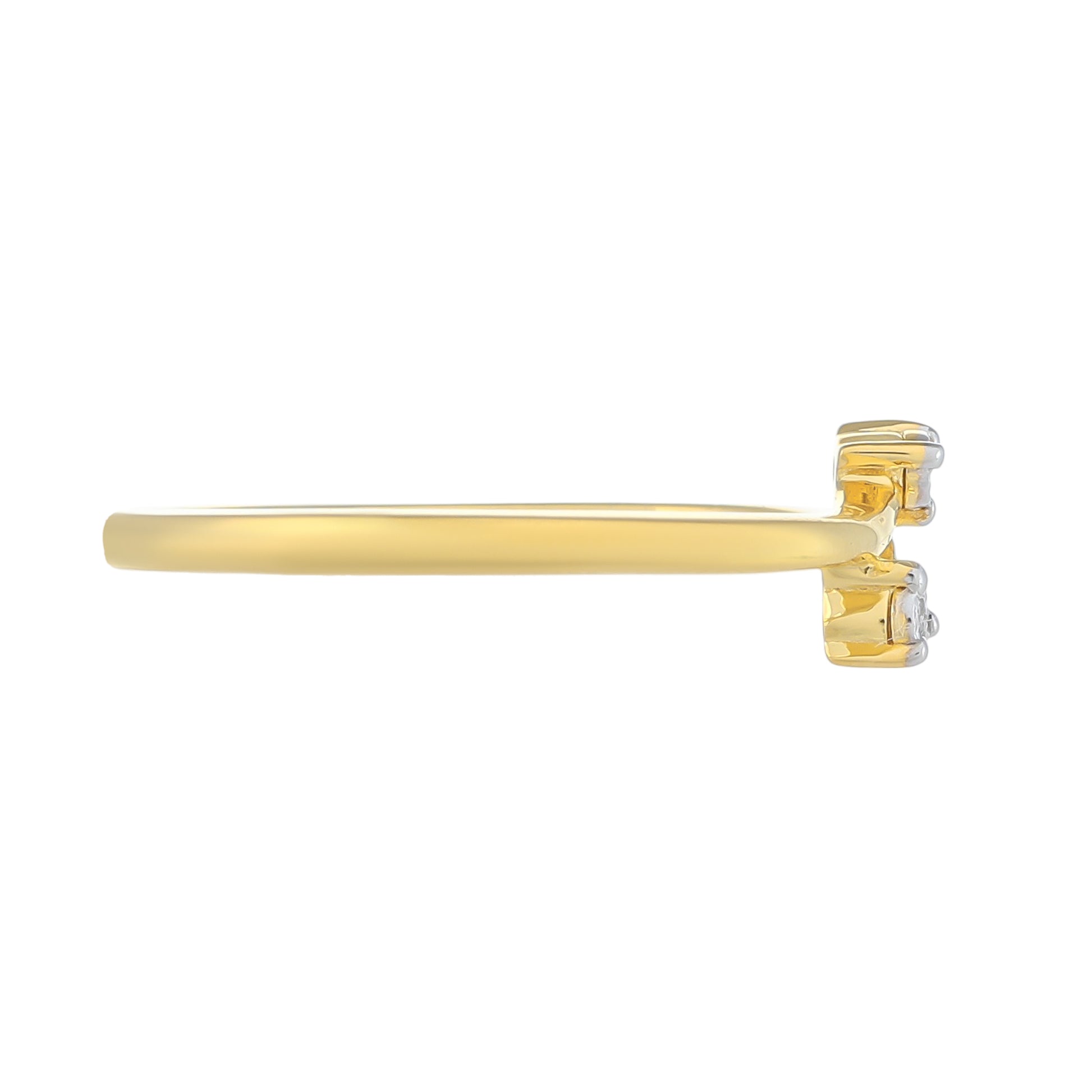 Pozlacené Stříbro 925/1000 - Prsten s Bílým Diamantem - Karátové číslo: 0.01. přibližná hmotnost: 1.38 gramů 4 