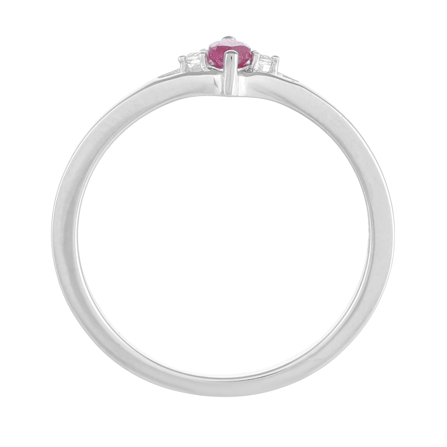 Stříbro 925/1000 - Prsten s Thajským Rubínem a Bílým Topazem - Karátové číslo: 0.23. přibližná hmotnost: 1.7 gramů