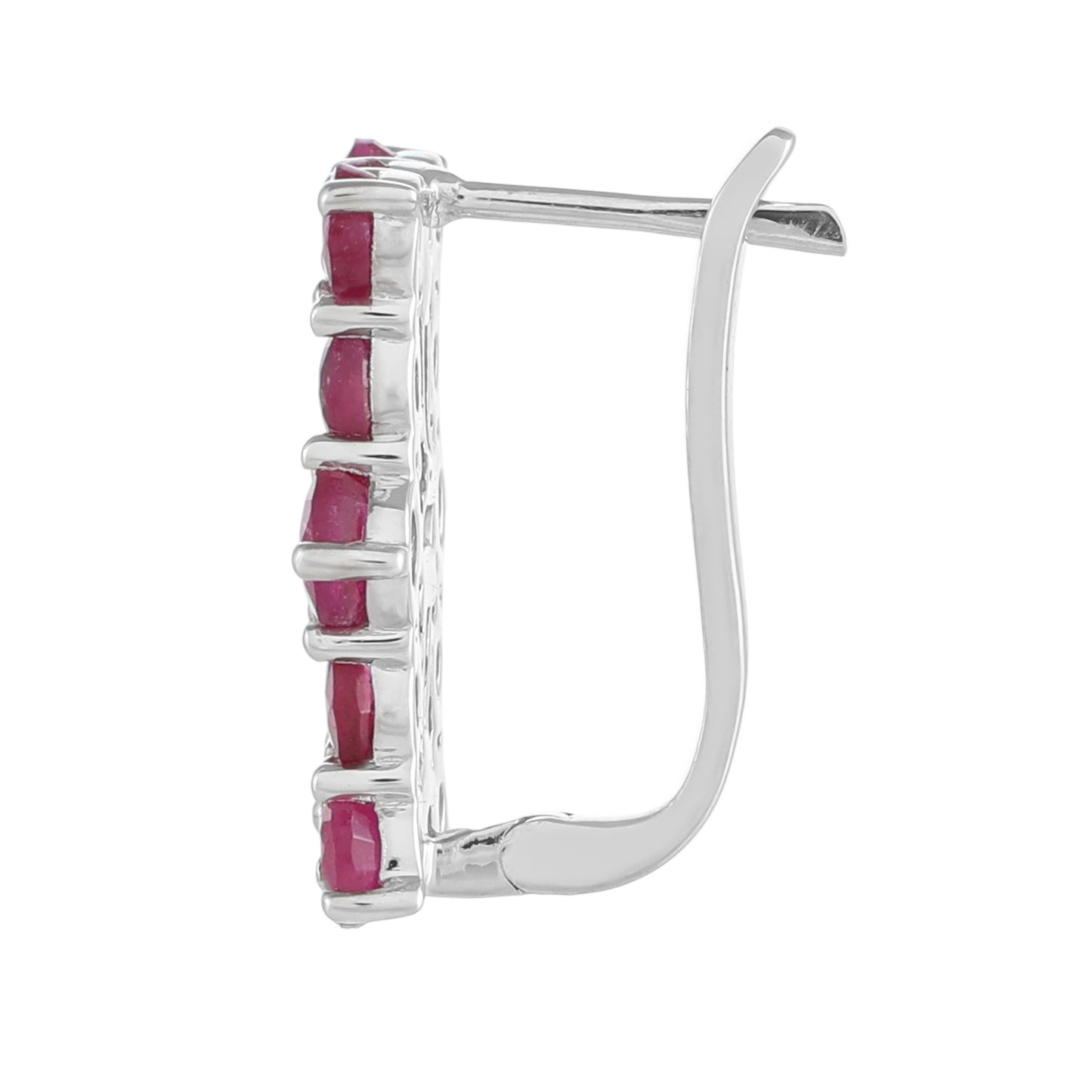 Stříbro 925/1000 - Náušnice s Thajským Rubínem - Karátové číslo: 6.06. přibližná hmotnost: 4.57 gramů