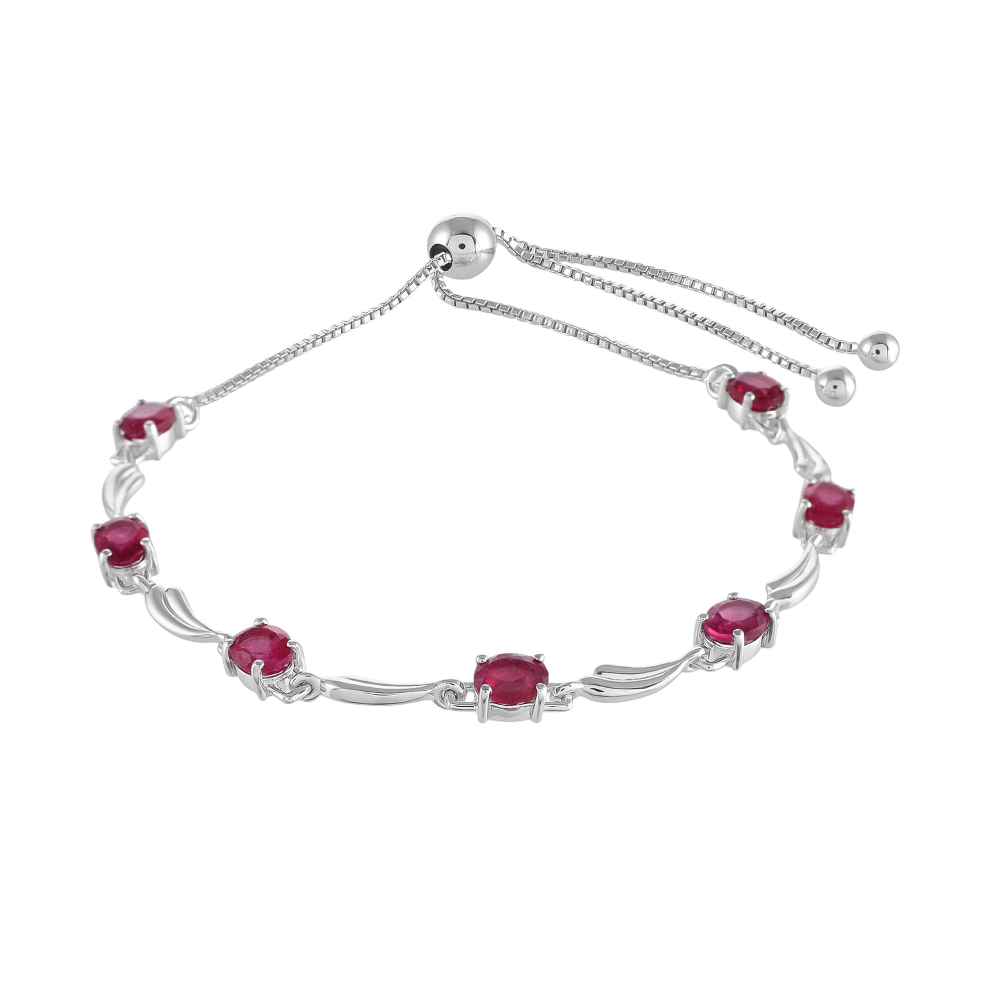 Stříbro 925/1000 - Náramek s Thajským Rubínem - Karátové číslo: 3.88. přibližná hmotnost: 5.41 gramů 2 