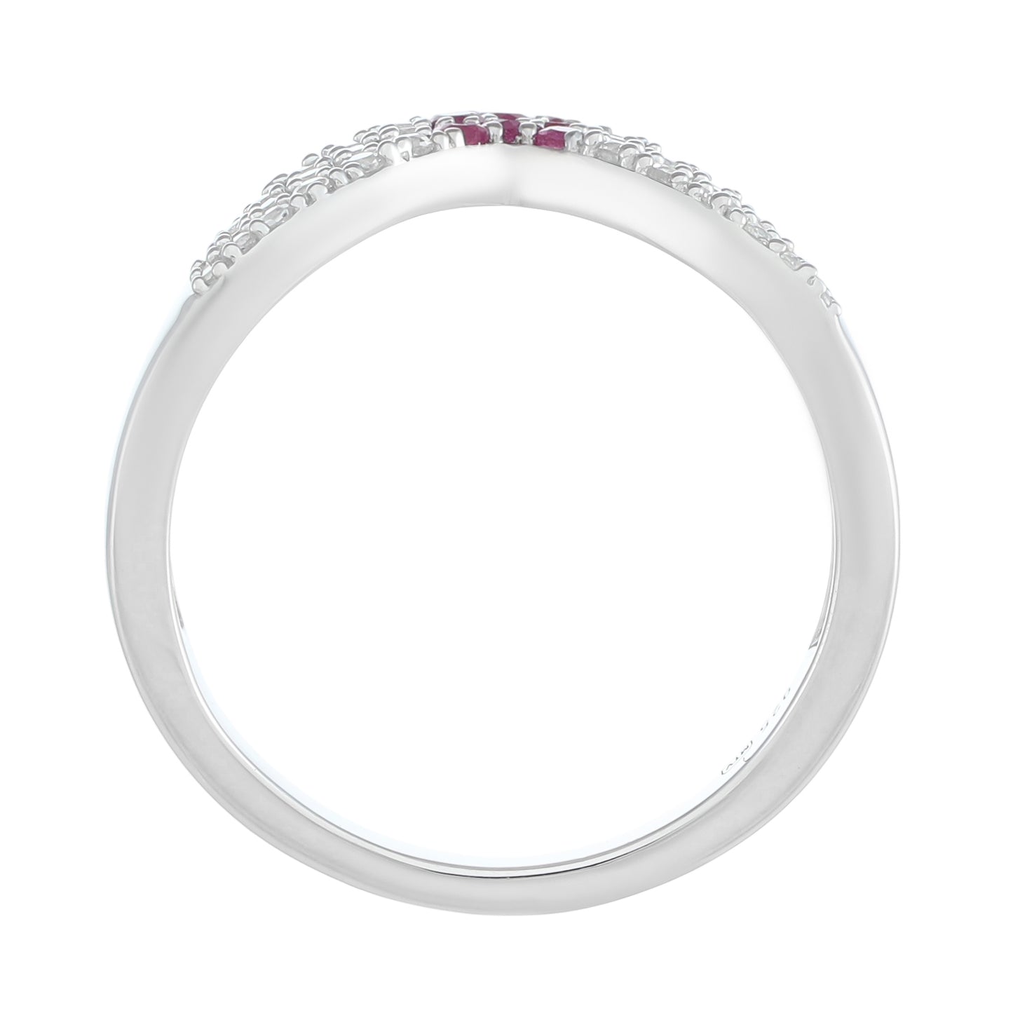 Stříbro 925/1000 - Prsten s Thajským Rubínem a Bílým Topazem - Karátové číslo: 0.53. přibližná hmotnost: 2.47 gramů