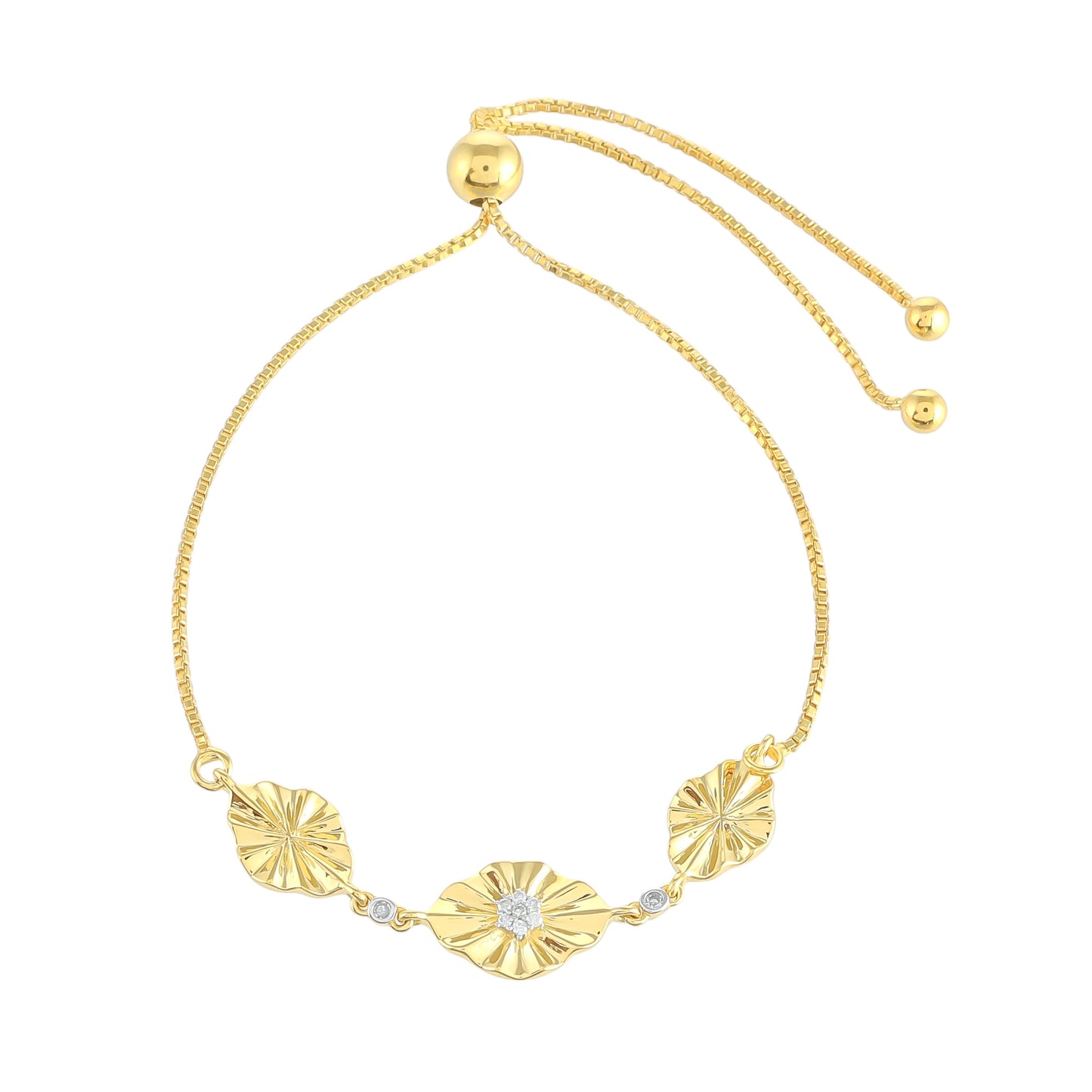 Pozlacené Stříbro 925/1000 - Náramek s Bílým Diamantem - Karátové číslo: 0.05. přibližná hmotnost: 4.05 gramů