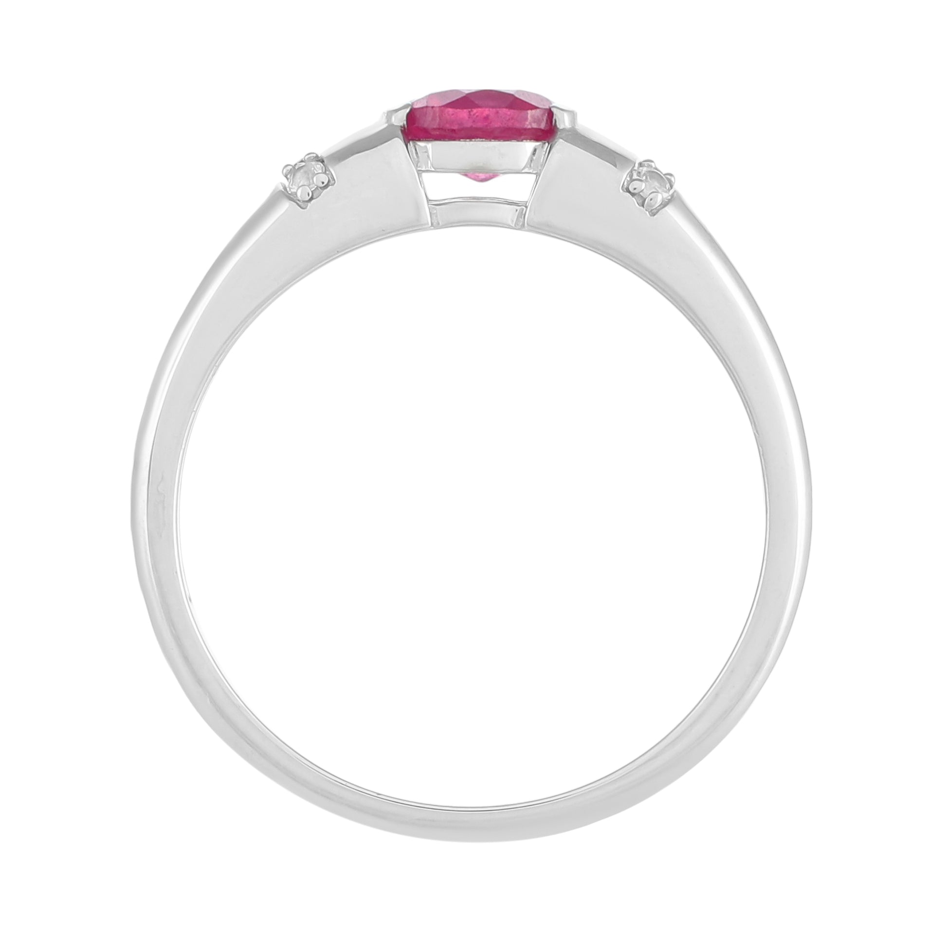 Stříbro 925/1000 - Prsten s Thajským Rubínem a Bílým Topazem - Karátové číslo: 0.73. přibližná hmotnost: 2.3 gramů 3 