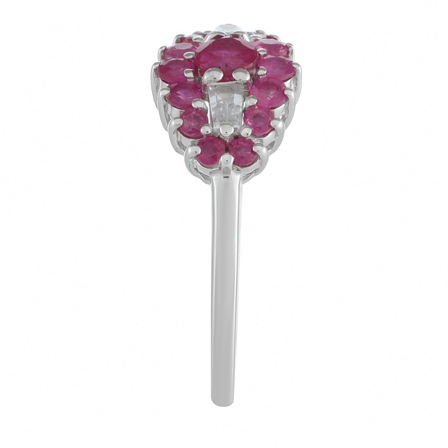 Stříbro 925/1000 - Prsten s Thajským Rubínem a Bílým Topazem - Karátové číslo: 1.1. přibližná hmotnost: 2.18 gramů