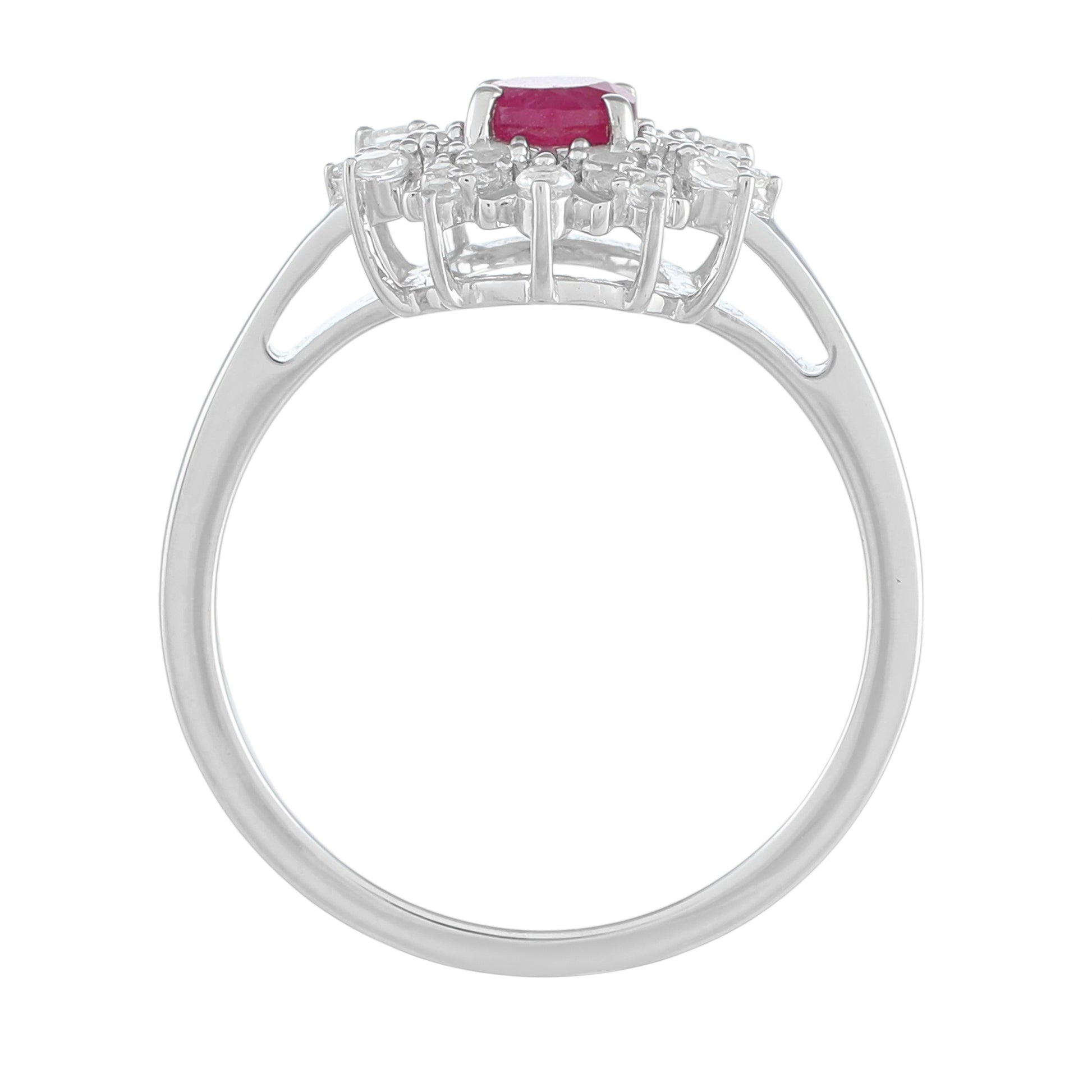 Stříbro 925/1000 - Prsten s Thajským Rubínem a Bílým Topazem - Karátové číslo: 0.8. přibližná hmotnost: 2.55 gramů 4 